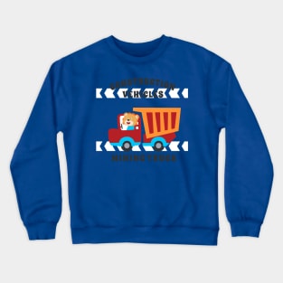 Vector illustration of contruction vehicle with cute litle animal driver. Crewneck Sweatshirt